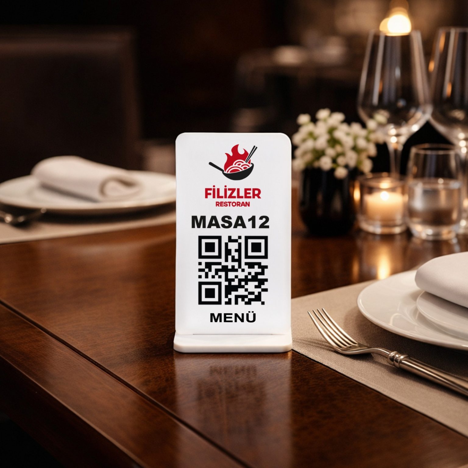Pleksi QR Menü Standı - Restoran & Kafe İçin Dijital Menü Tabelası - QR ...